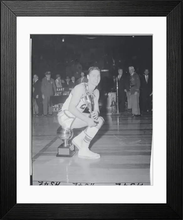 Framed Print : Bill Sharman Posing With His Trophies Framed Print : Bill Sharman Posing With His Trophies