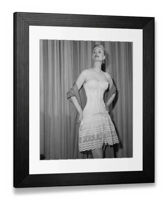 Framed Print : Woman Modeling New Line of Underwear Framed Print : Woman Modeling New Line of Underwear