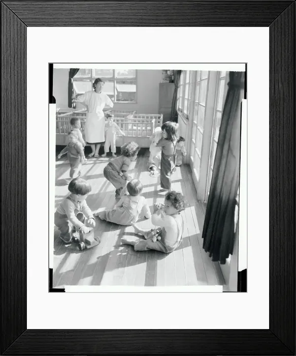 Framed Print : Children Playing in a Nursery Framed Print : Children Playing in a Nursery