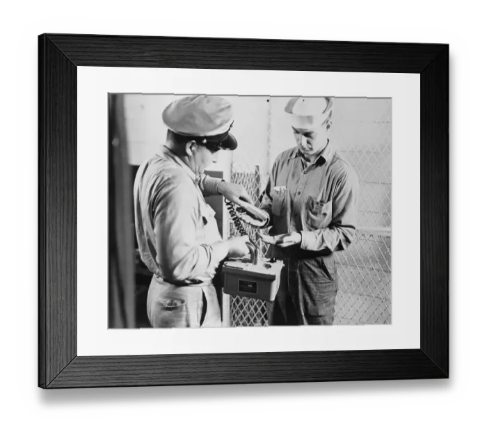 Framed Print : Navy Officer Checking Sailor with Geiger Counter Framed Print : Navy Officer Checking Sailor with Geiger Counter