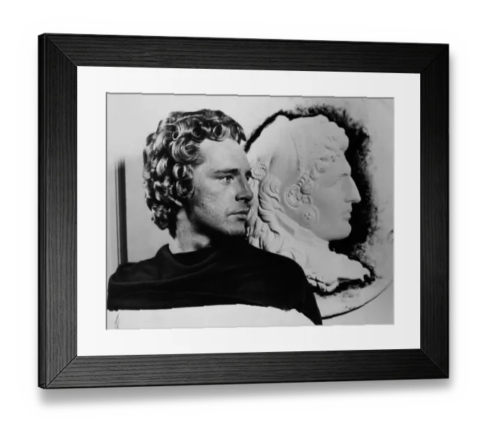 Framed Print : Richard Burton Posing Next to a Portrait of Alexander the Great Framed Print : Richard Burton Posing Next to a Portrait of Alexander the Great