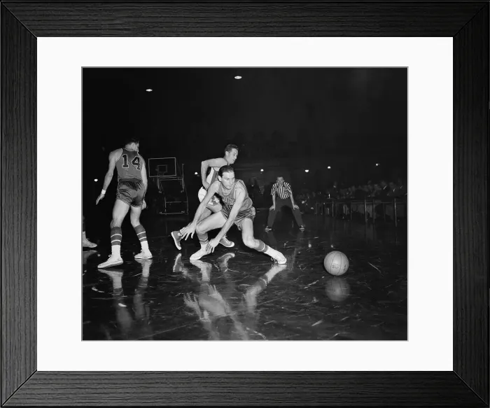 Framed Print : Basketball Players Scrambling for the Ball