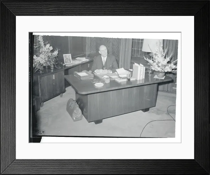 Framed Print : Adlai Stevenson Sitting at His Desk