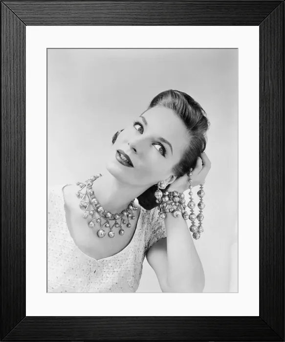 Framed Print : Woman Modeling Jewelry