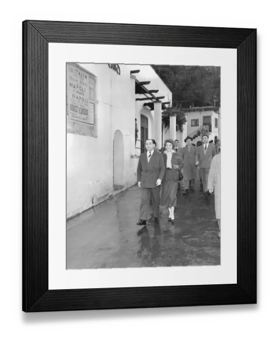 Framed Print : Pierre Mendes-France and Wife Touring Fishing Village