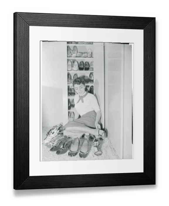 Framed Print : Anna Maria Alberghetti with Her Shoe Collection Framed Print : Anna Maria Alberghetti with Her Shoe Collection