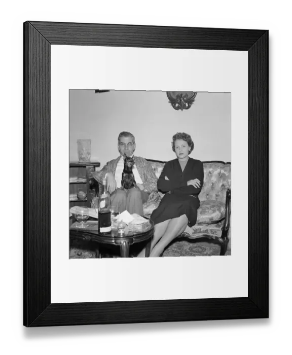 Framed Print : Charles Luciano at Home with Wife and Dog