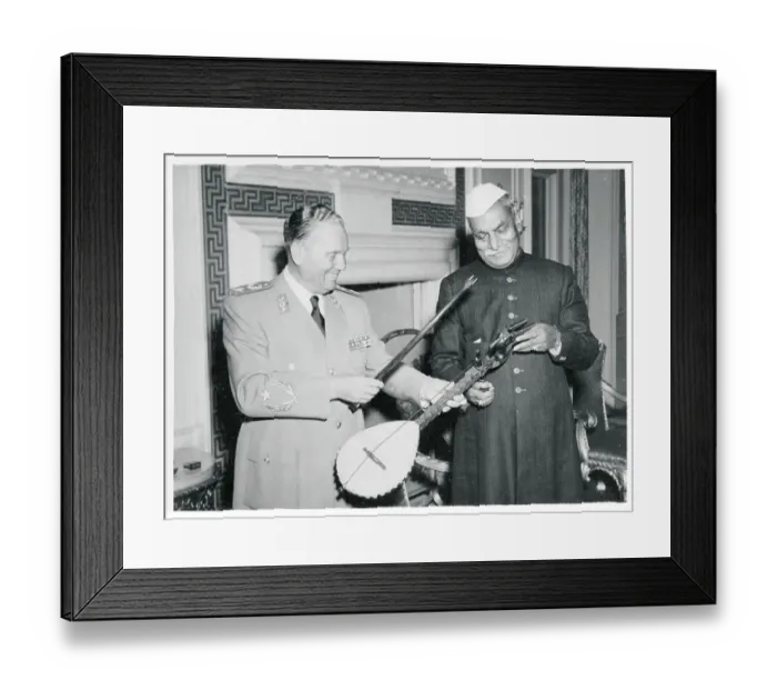 Framed Print : Marshal Tito Discussing Musical Instrument with Indian Leader Framed Print : Marshal Tito Discussing Musical Instrument with Indian Leader