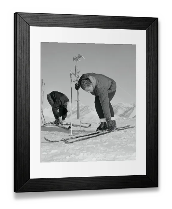 Framed Print : The Shah of Iran Adjusting His Skis Framed Print : The Shah of Iran Adjusting His Skis