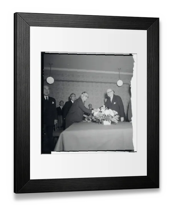 Framed Print : Mamoru Shigemitsu Shaking Hands with John Allison Framed Print : Mamoru Shigemitsu Shaking Hands with John Allison