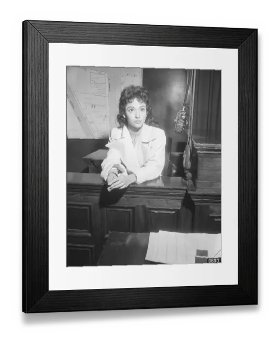 Framed Print : Rita Moreno in Court on Witness Stand Framed Print : Rita Moreno in Court on Witness Stand