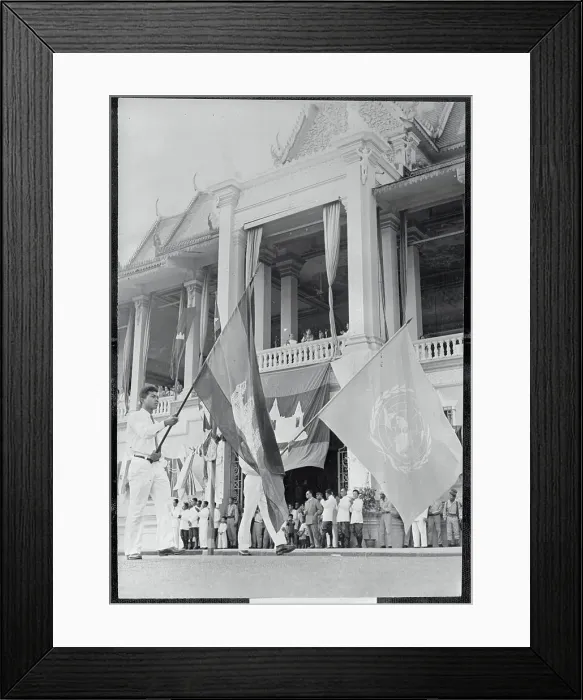 Framed Print : Students Carrying Cambodian Flag Framed Print : Students Carrying Cambodian Flag