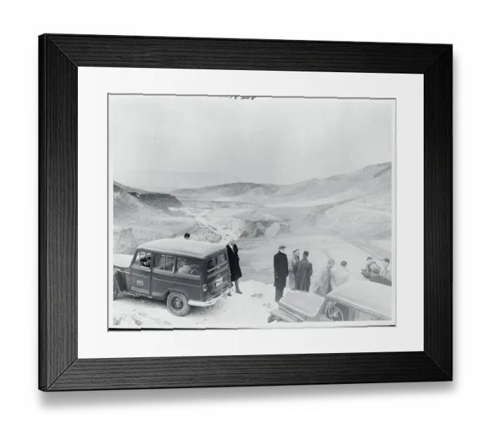 Framed Print : Eric Johnston and Colleagues Looking Down into Valley Framed Print : Eric Johnston and Colleagues Looking Down into Valley