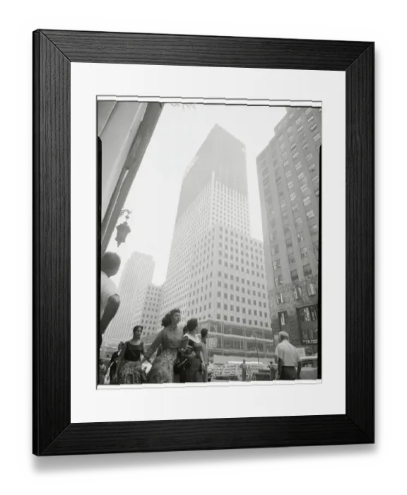 Framed Print : Pedestrians Strolling Pass Mobile Oil Building Area