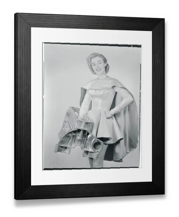 Framed Print : Jean Moorehead Holding Auto Mechanism Framed Print : Jean Moorehead Holding Auto Mechanism