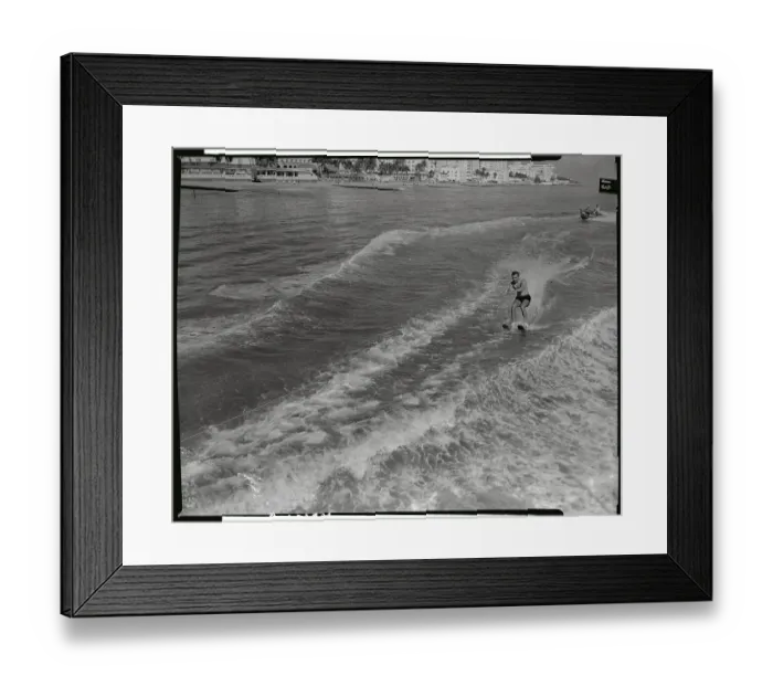 Framed Print : Shah Rezi Khan Pahlavi of Iran Water-Skiing