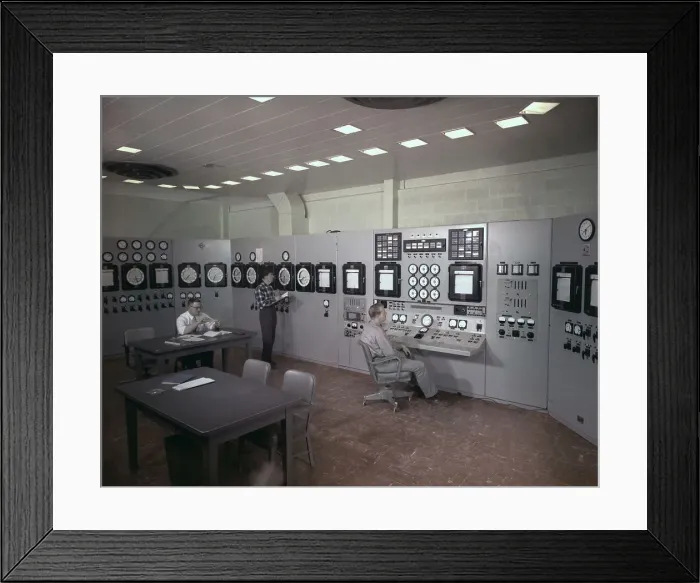 Framed Print : Men Working in Control Room of Nuclear Power Plant Framed Print : Men Working in Control Room of Nuclear Power Plant