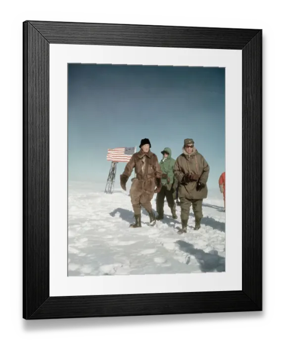Framed Print : Richard E. Byrd and Accomplices Walking on Snow Framed Print : Richard E. Byrd and Accomplices Walking on Snow