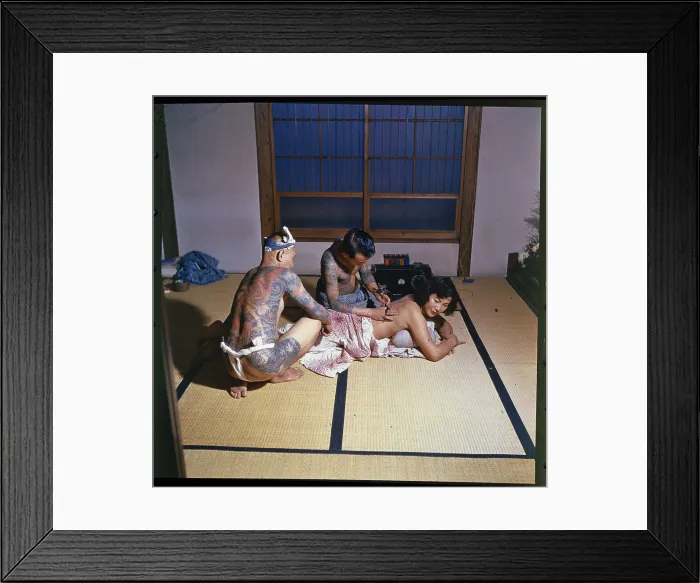 Framed Print : Tokumitsu Uchida Tattooing with Fellow Artist Framed Print : Tokumitsu Uchida Tattooing with Fellow Artist