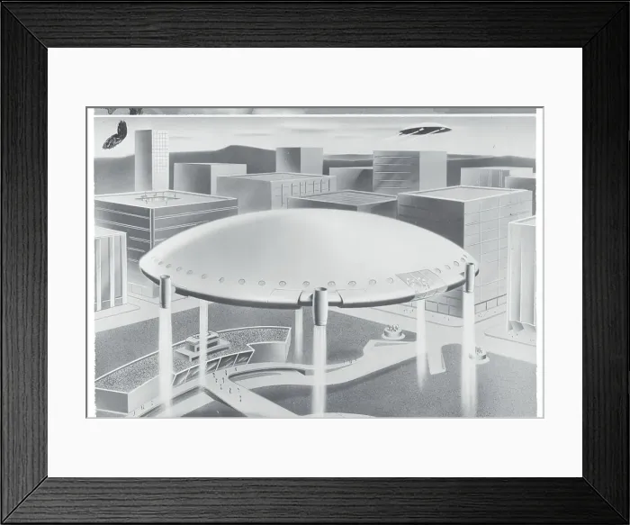 Framed Print : Flying Saucer-Like Plane Framed Print : Flying Saucer-Like Plane