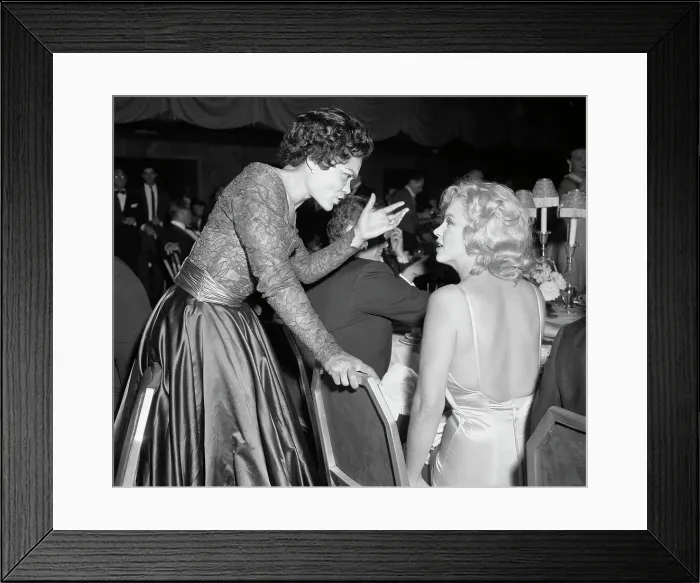 Framed Print : Eartha Kitt Talking with Marilyn Monroe Framed Print : Eartha Kitt Talking with Marilyn Monroe