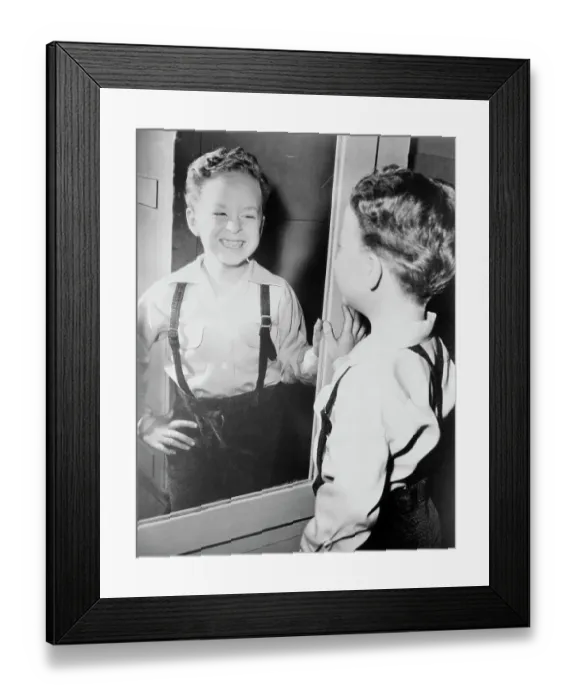 Framed Print : Rusty Hamer Looking in Mirror
