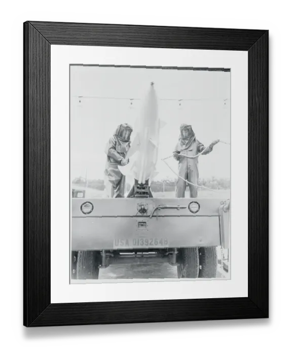 Framed Print : Workmen Fueling Nike Guiding Missile Framed Print : Workmen Fueling Nike Guiding Missile