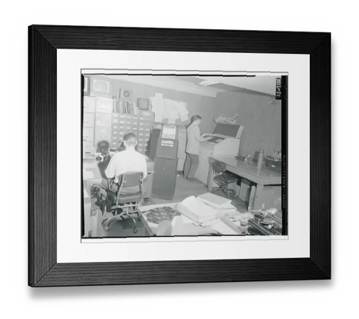 Framed Print : Workers Using the United Press Unifax Machine Framed Print : Workers Using the United Press Unifax Machine