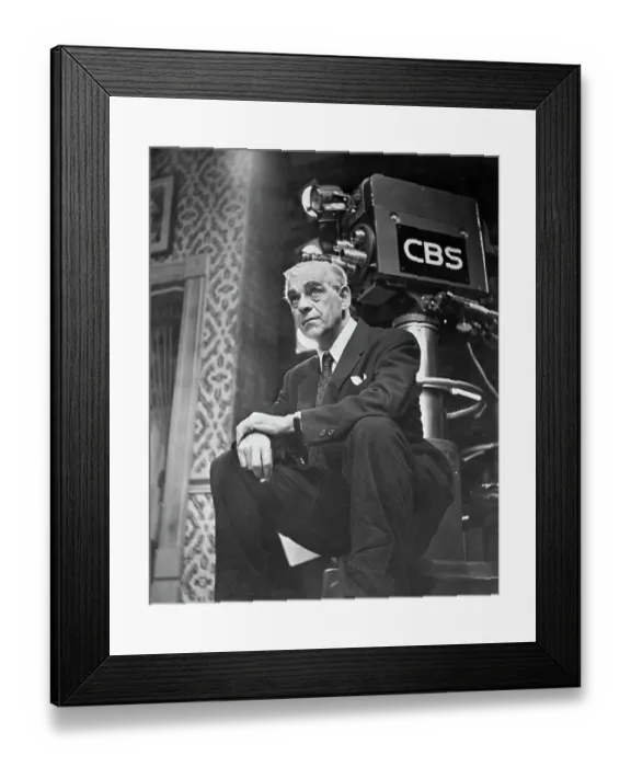 Framed Print : Boris Karloff Resting Near Television Camera Framed Print : Boris Karloff Resting Near Television Camera