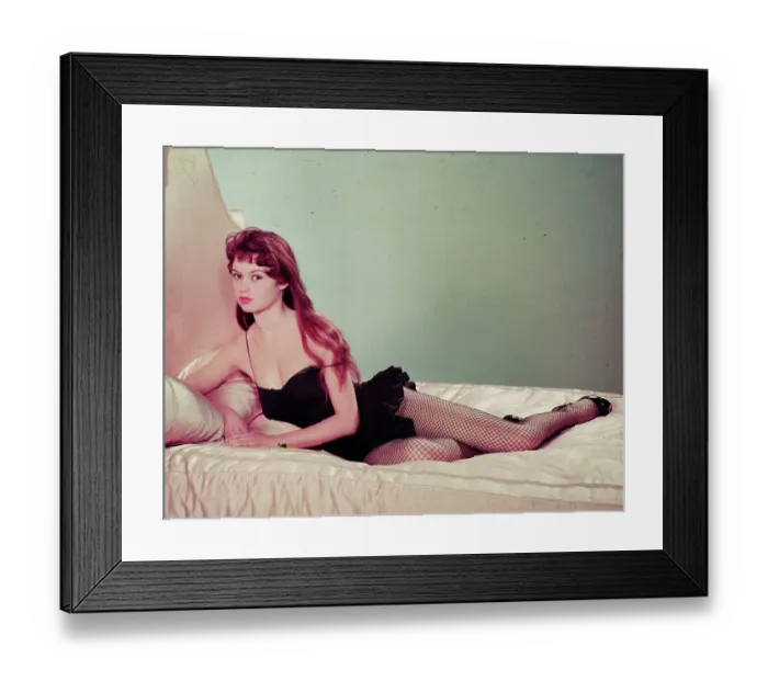 Framed Print : Brigitte Bardot Reclining on Bed Framed Print : Brigitte Bardot Reclining on Bed