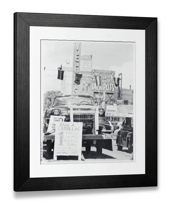 Framed Print : Signs Advertising a Car Raffle Framed Print : Signs Advertising a Car Raffle