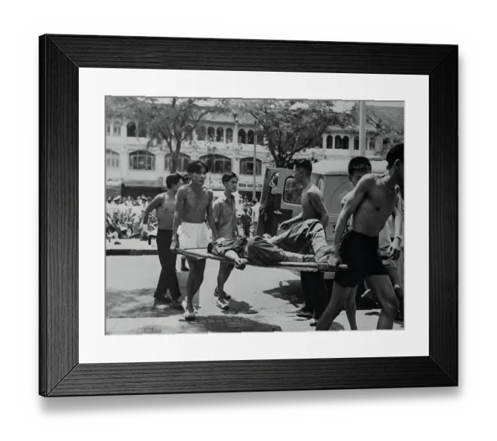 Framed Print : Medics Carrying Injured Man on Stretcher Framed Print : Medics Carrying Injured Man on Stretcher