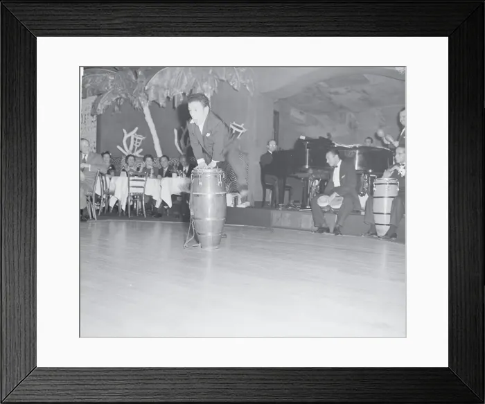 Framed Print : Midget Performing Stage Stunt with Band at the El Morocco