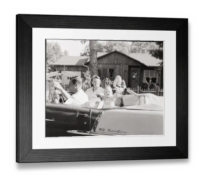 Framed Print : Family Riding in Convertible Framed Print : Family Riding in Convertible