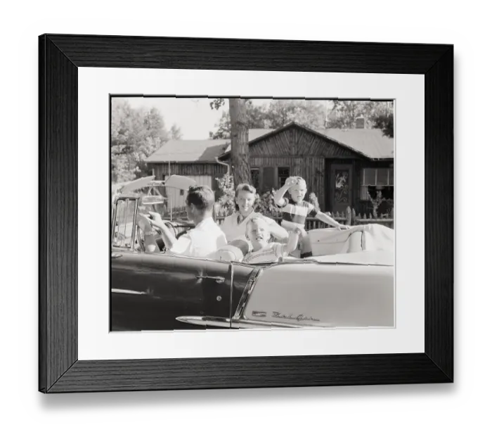 Framed Print : Family Riding in Bel Air Convertible Framed Print : Family Riding in Bel Air Convertible