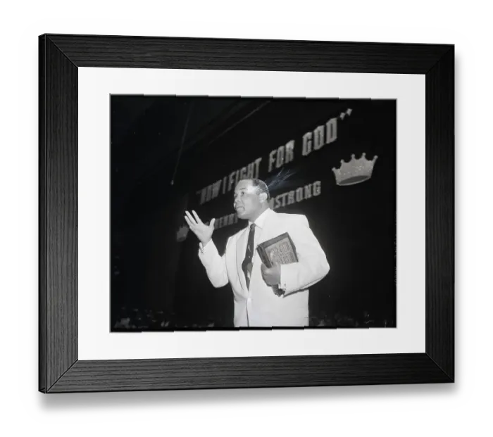 Framed Print : Henry Armstrong Preaching with Bible Framed Print : Henry Armstrong Preaching with Bible