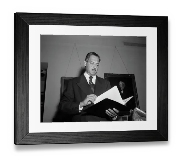 Framed Print : Thurgood Marshall Holding Book