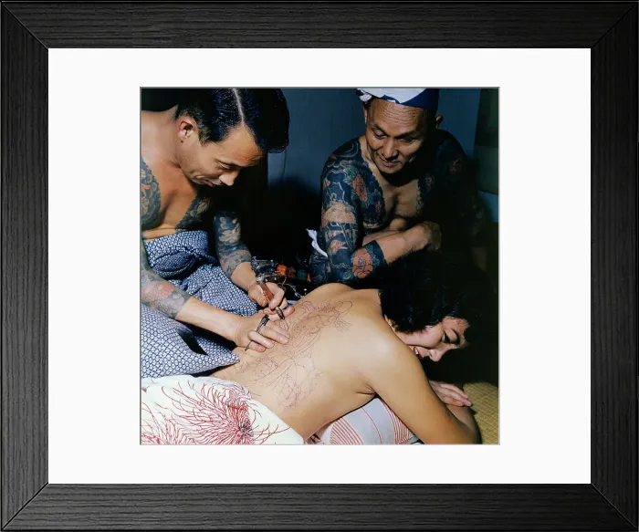 Framed Print : Tokumitsu Uchida Tattooing Back of Woman Framed Print : Tokumitsu Uchida Tattooing Back of Woman