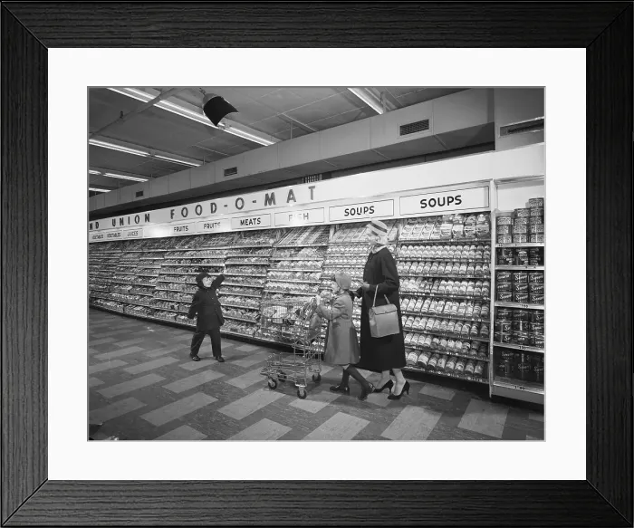 Framed Print : Mother with Two Children Shopping Framed Print : Mother with Two Children Shopping