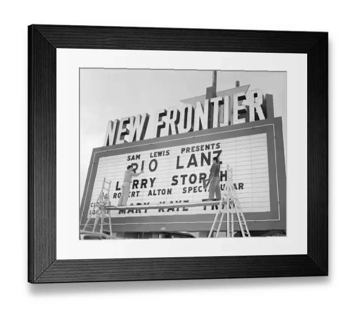 Framed Print : Workmen Removing Letters from Marquee Framed Print : Workmen Removing Letters from Marquee