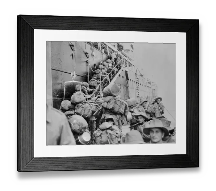 Framed Print : Soldiers Boarding a Transport Ship Framed Print : Soldiers Boarding a Transport Ship