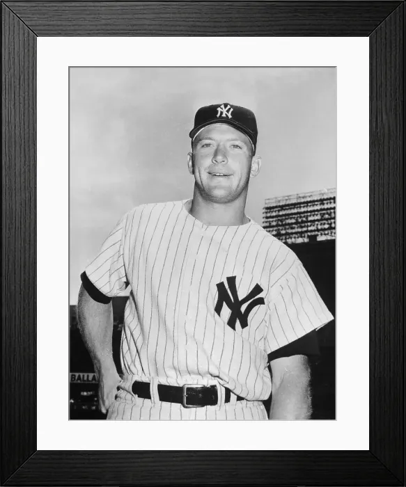 Framed Print : Mickey Mantle Standing on Baseball Field
