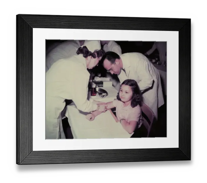Framed Print : Girl Receiving Polio Vaccine from Jonas Salk Framed Print : Girl Receiving Polio Vaccine from Jonas Salk