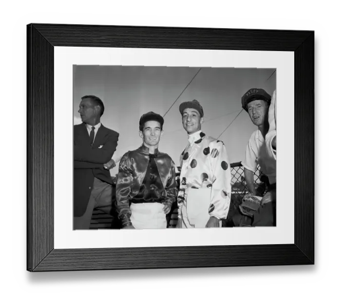 Framed Print : Jockeys Eddie Arcaro and Willie Shoemaker Framed Print : Jockeys Eddie Arcaro and Willie Shoemaker