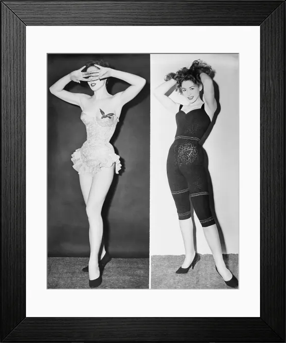 Framed Print : Woman Modeling Foundation Garments Framed Print : Woman Modeling Foundation Garments