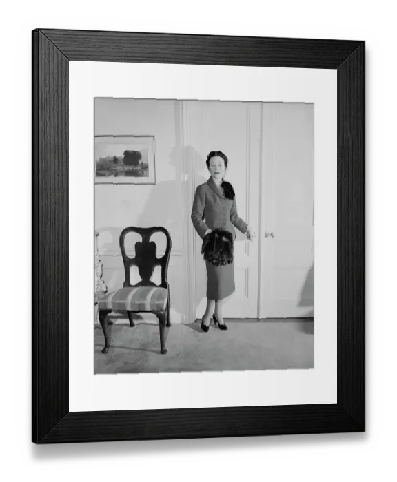 Framed Print : Duchess of Windsor at Door in a Suit Framed Print : Duchess of Windsor at Door in a Suit