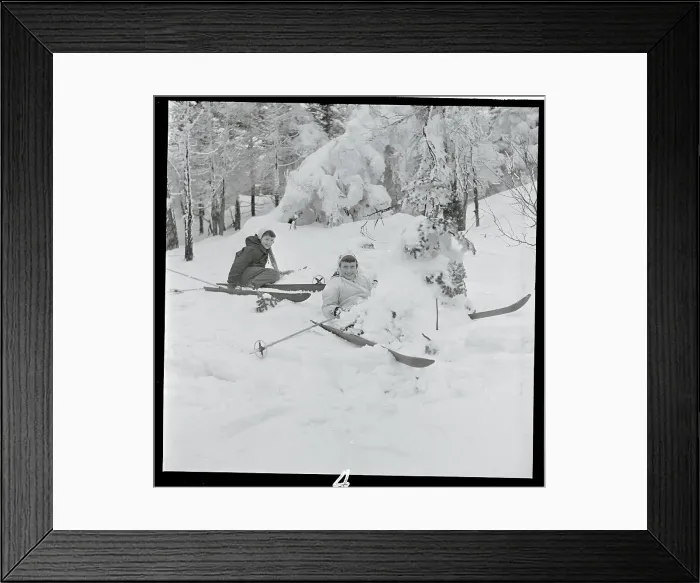 Framed Print : Nancy Conway Skiing with a Friend Framed Print : Nancy Conway Skiing with a Friend