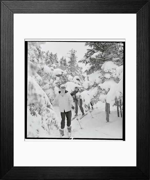 Framed Print : Nancy Conway Skiing with a Friend Framed Print : Nancy Conway Skiing with a Friend
