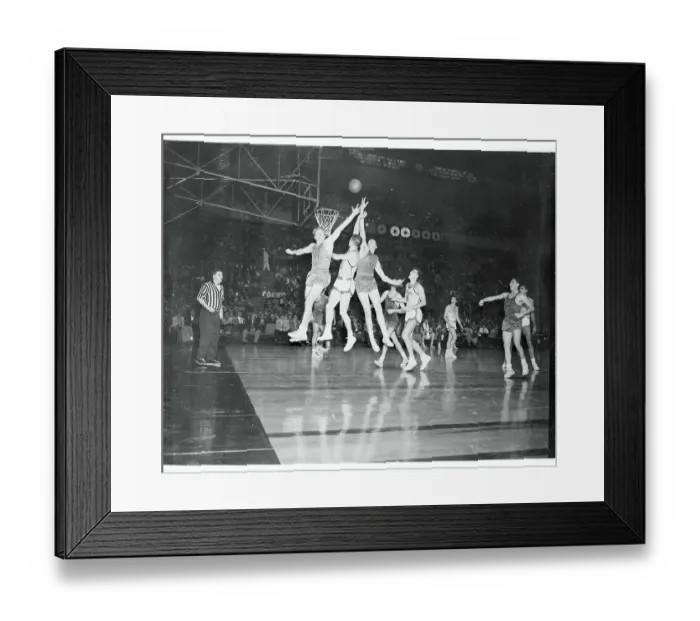 Framed Print : Bob Davies and Dick Farley Competing for Possession of the Ball Framed Print : Bob Davies and Dick Farley Competing for Possession of the Ball