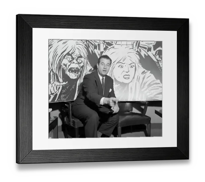 Framed Print : Charles F. Murphy with Example of Altered Comic Drawing Framed Print : Charles F. Murphy with Example of Altered Comic Drawing